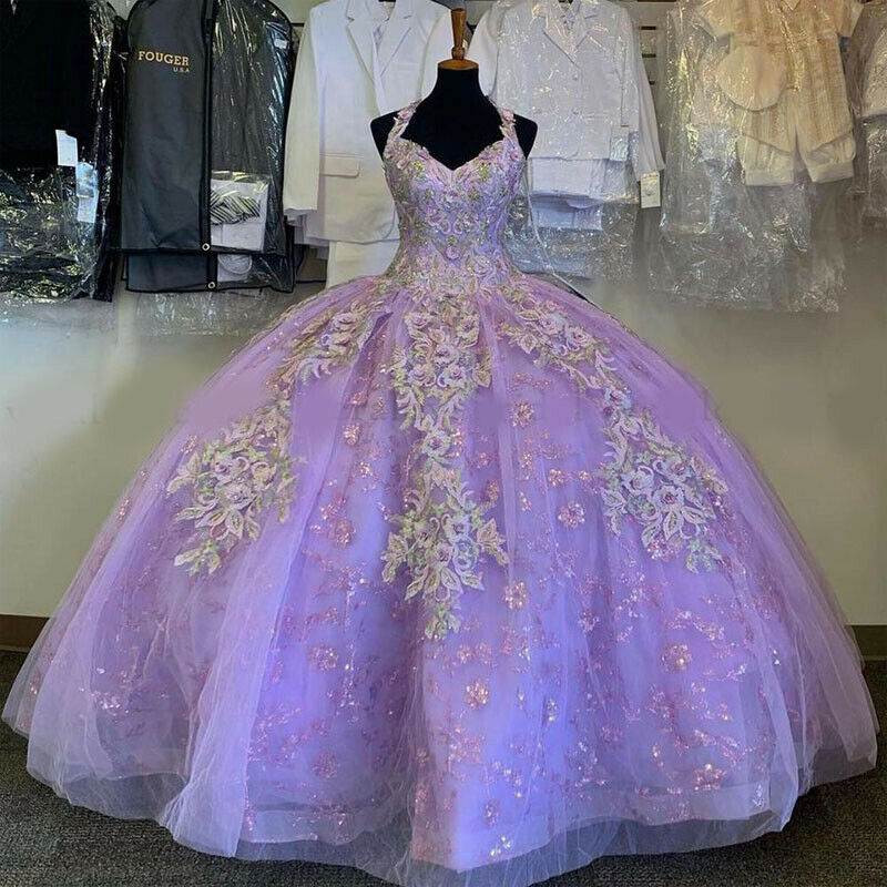 Light Purple Ball Gown Quinceanera Dresses Applique Beaded Sweet 16 ...
