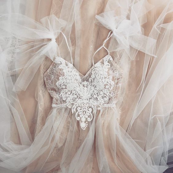 A-line V-neckline Long Tulle Dresses Marigold