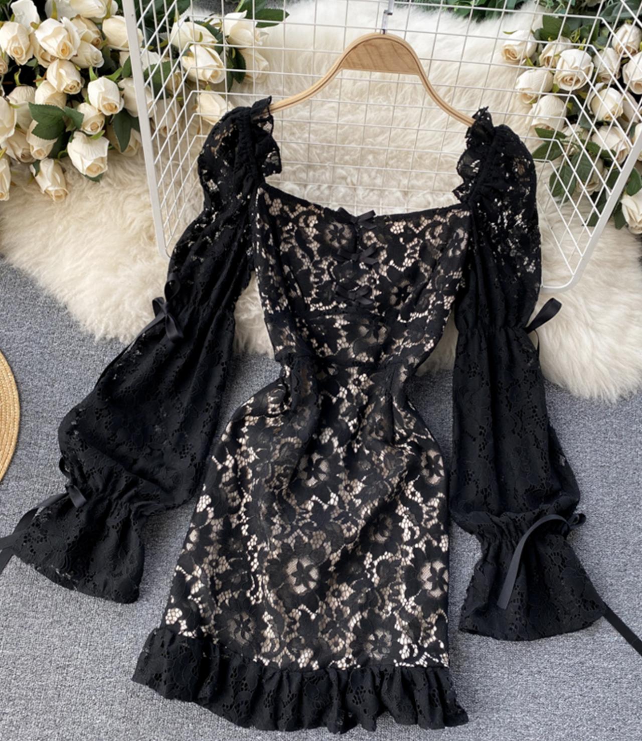 Cute Lace Long Sleeve Dress on Luulla