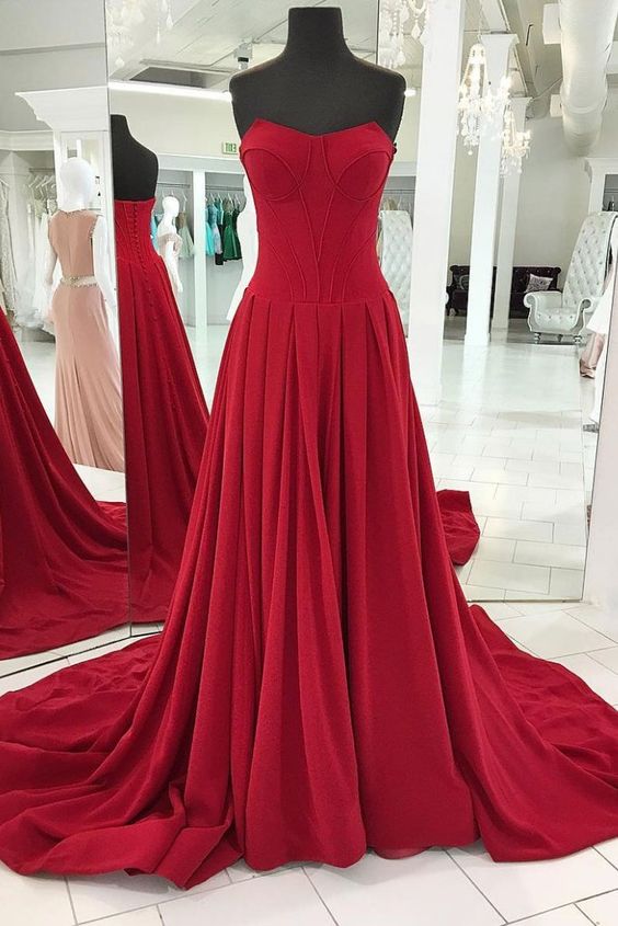 Simple Red Long Prom Dress, Red Long Evening Dress on Luulla