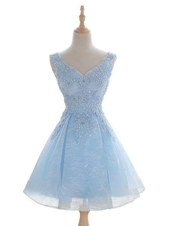 Lilyla Women's Illusion Neckline Short Homecoming Dress - Lace Top A-Line Party Dress