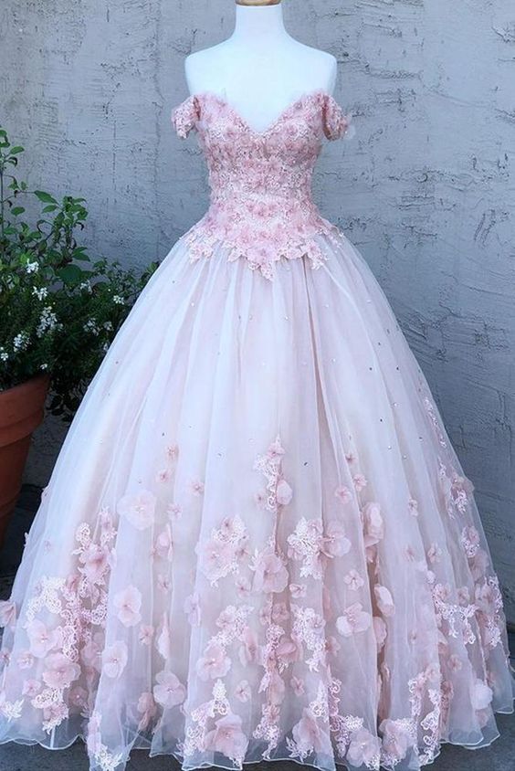 Ball Gown Long Prom Dresses With Appliques And Beading,popular Formal ...